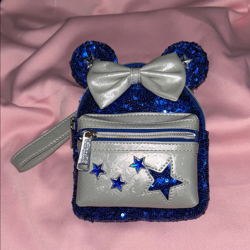 Loungefly sequins Mini Backpack - Blue and Silver - Disney Parks